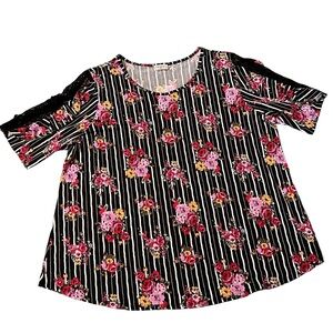 Gemstone - Womens Floral Top w/ Lace Ruffle Sleeves Sz 3X